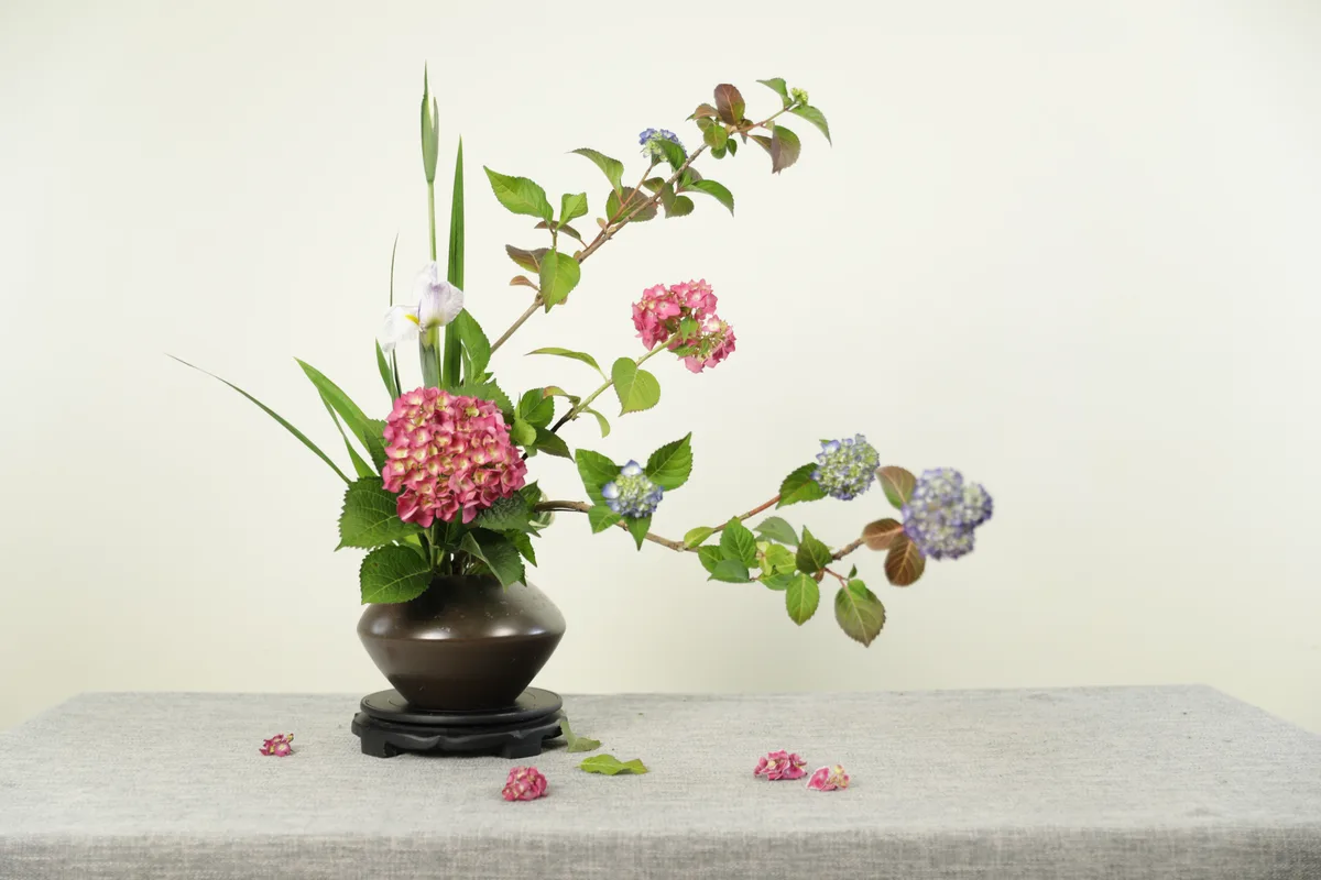 东方式绣球插花